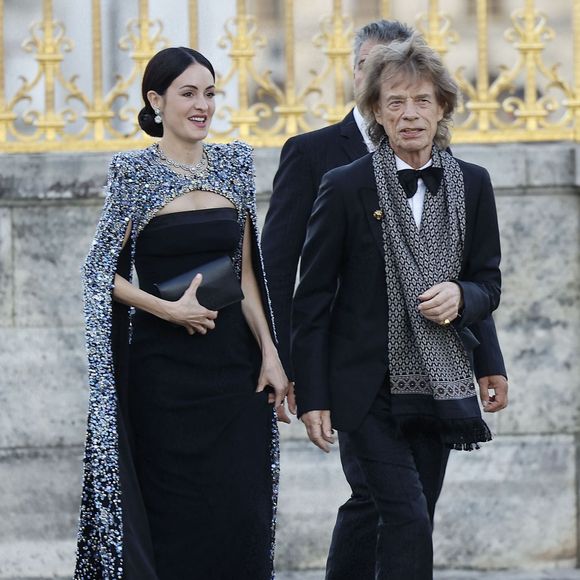 Sir Mick Jagger et sa compagne Melanie Hamrick - Dîner d'Etat au château de Versailles en l'honneur de la visite officielle du roi et de la reine d'Angleterre en France (20 - 22 septembre 2023), le 20 septembre 2023. 150 invités triés sur le volet ont été conviés à cette occasion. © Jacovides-Moreau / Bestimage
