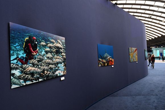 Visite inaugurale de "La Baleine", le temps de l'UNOC, la conférence de l'ONU sur les océans, en présence de Christian Estrosi, le maire de Nice, Olivier Poivre d’Arvor, l'ambassadeur pour les pôles et les enjeux maritimes au Ministère de l’Europe et des Affaires étrangères, Laurent Hottiaux, le nouveau préfet des Alpes-Maritimes, Ashok Adicéam, le délégué général de l'UNOC en charge du projet, Richard Chemla. l'adjoint délégué à la transition écologique et énergétique, à la santé et au bien-être, et Olivier Bettati, délégué général de la mission UNOC à la mairie de Nice, au Palais des expositions à Nice, le 2 juin 2025.
© Bruno Bebert/Bestimage