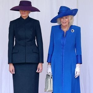 Melania Trump et Camilla Parker Bowles durant la cérémonie de bienvenue à Windsor. © PA Photo/ Bestimage