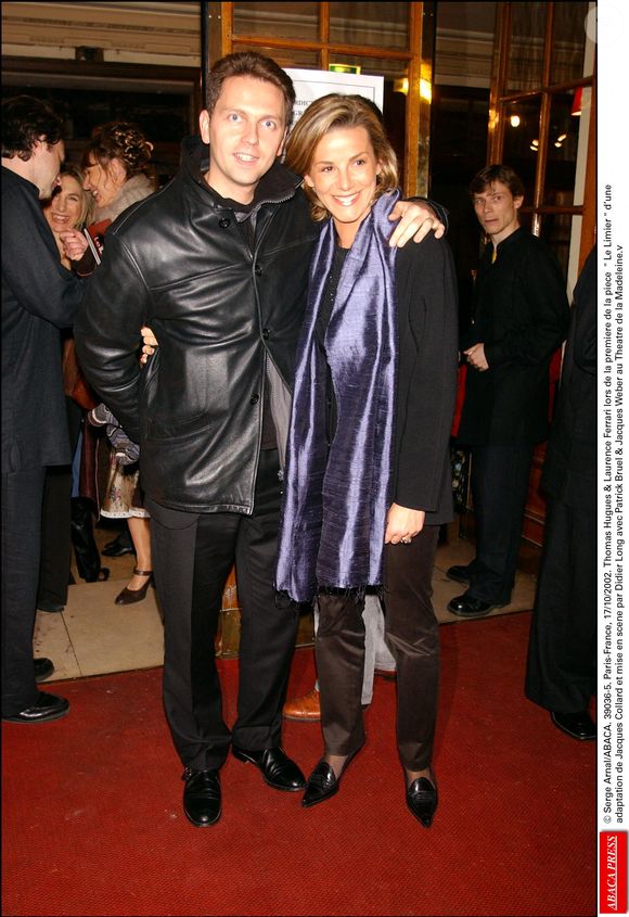 © Serge Arnal/ABACA. Paris-France, 17/10/2002. Thomas Hugues & Laurence Ferrari lors de la premiere de la piece Le Limier d'uneadaptation de Jacques Collard et mise en scene par Didier Long avec Patrick Bruel & Jacques Weber au Theatre de la Madeleine.v
