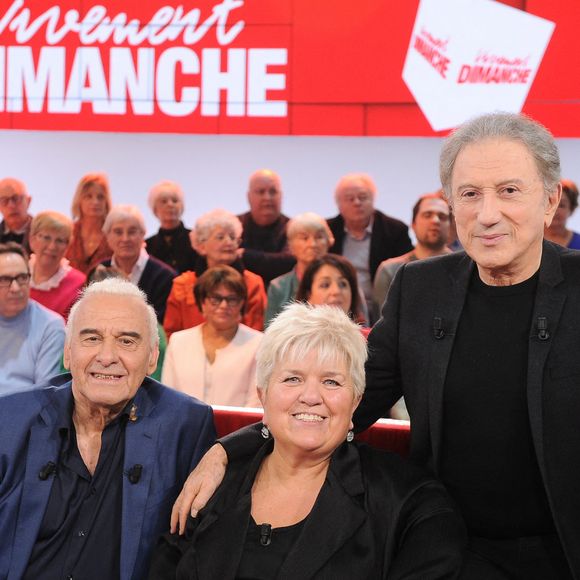 Exclusif - Michel Fugain, Mimie Mathy et Michel Drucker - Enregistrement de l'émission Vivement dimanche au studio Rive Gauche à Paris, présentée par Michel Drucker et diffusée le 9 février sur France 3. © Guillaume Gaffiot/Bestimage