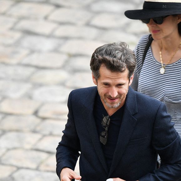 Marion Cotillard, Guillaume Canet quittent la salle après l'hommage national rendu à Jean-Paul Belmondo à l'Hôtel des Invalides à Paris, France, le 9 septembre 2021. L'acteur français Jean-Paul Belmondo est décédé lundi 6 septembre à l'âge de 88 ans. Photo par David Niviere/ABACAPRESS.COM