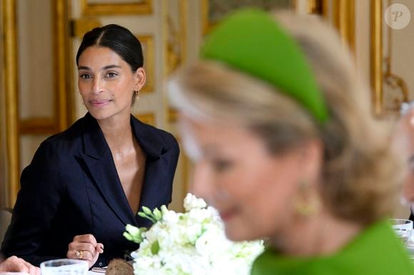 L'animatrice de télévision belge Tatiana Silva lors déjeuner de travail avec les acteurs français et belges de l'industrie créative et culturelle à l'Hôtel de Ville de Paris, France, le 15 octobre 2024, le deuxième jour de la visite officielle du couple royal belge en France. © Didier Lebrun/Pool/Photonews/Bestimage