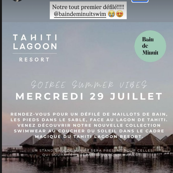 Sur son compte Instagram, la jeune femme a partagé sa fierté d'organiser le tout premier défilé de sa marque de maillots de bain, Bain de Minuit, de l'autre côté du globe.