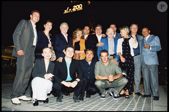 Pierre Sled, Laurent FOntaine, Jean Pierre Castaldi, Sophie Davant, Gérard Holtz lors de la 200ème de Face à face au théâtre en 1999 © Max Colin Bestimage