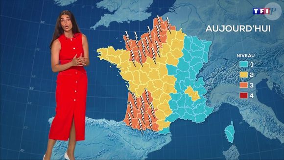Elle s'est montrée souriante et ravie d'être là.

Tatiana Silva, jeune maman de retour à la météo de TF1 après son congé maternité. Le 13 juin 2025.