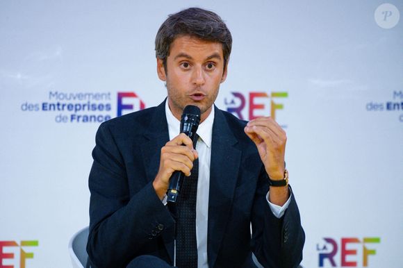 Gabriel Attal (député des Hauts-de-Seine, secrétaire général de Renaissance) lors de la Rencontre des Entrepreneurs Français LAREF25 à Roland-Garros, le 28 août 2025 à Paris, France. © Federico Pestellini / PsnewZ / Bestimage -