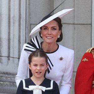 La famille royale britannique, dont Kate Middleton, la princesse Charlotte et le prince Louis, participe à la cérémonie des couleurs à Londres, au Royaume-Uni, le 15 juin 2024. Photo by Stephen Lock / i-Images/ABACAPRESS.COM