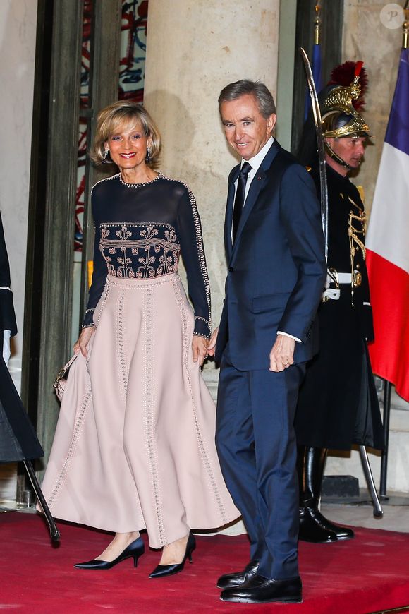 Bernard Arnault ( PDG LVMH) et sa femme Hélène Mercier-Arnault - Arrivées au dîner d'état en l'honneur du président de la république de Chine X.Jinping au Palais de L'Elysée, Paris, le 25 mars 2019. ©Dominique Jacovides / BestImage
