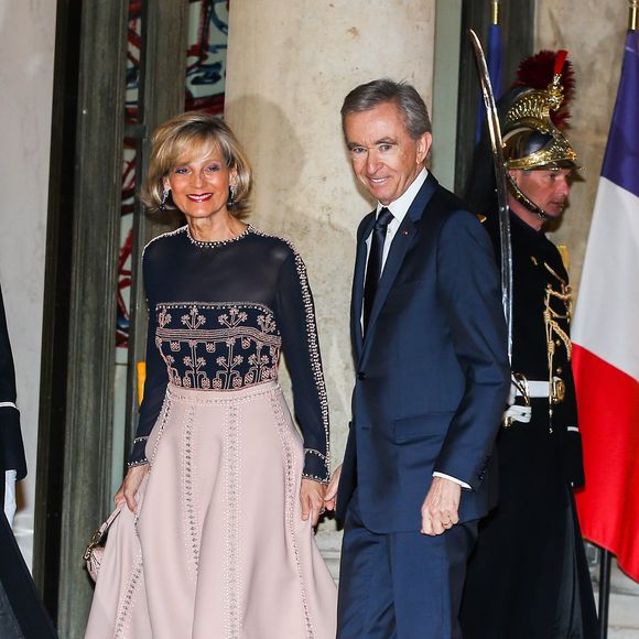 Bernard Arnault ( PDG LVMH) et sa femme Hélène Mercier-Arnault - Arrivées au dîner d'état en l'honneur du président de la république de Chine X.Jinping au Palais de L'Elysée, Paris, le 25 mars 2019. ©Dominique Jacovides / BestImage