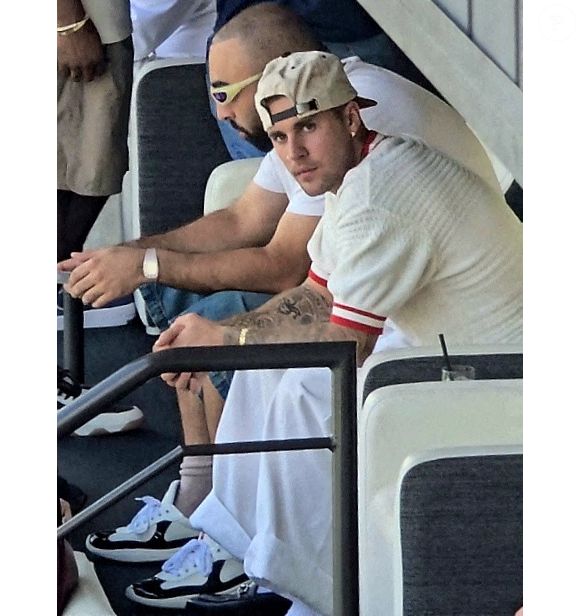 Justin Bieber à LA à l'intérieur de la Fanatics vip box dans le BMO Stadium, le 21 mars 2026, à LA, USA. © Brian Prahl /Splash News/Abacapress.com