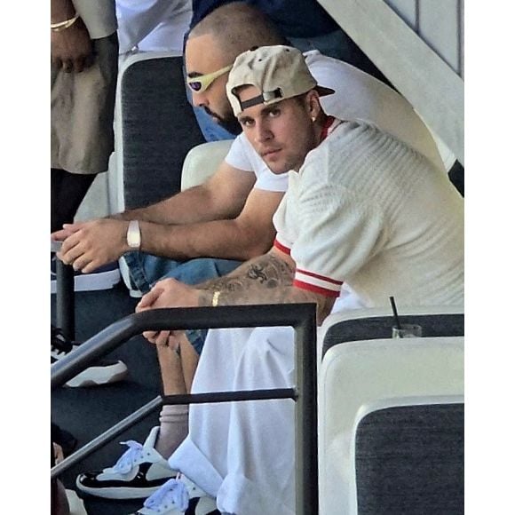 Justin Bieber à LA à l'intérieur de la Fanatics vip box dans le BMO Stadium, le 21 mars 2026, à LA, USA. © Brian Prahl /Splash News/Abacapress.com