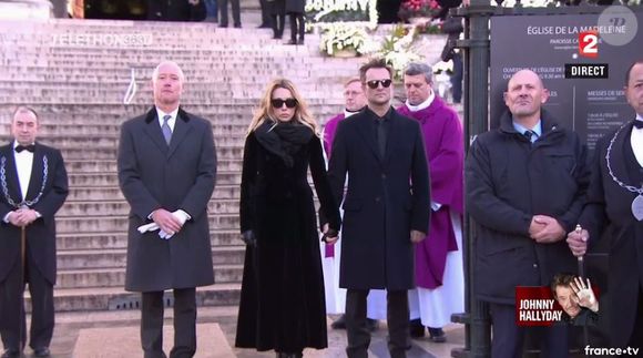 Laura Smet et David Hallyday - Obsèques de Johnny Hallyday à l'église de la Madeleine, à Paris, le 9 décembre 2017