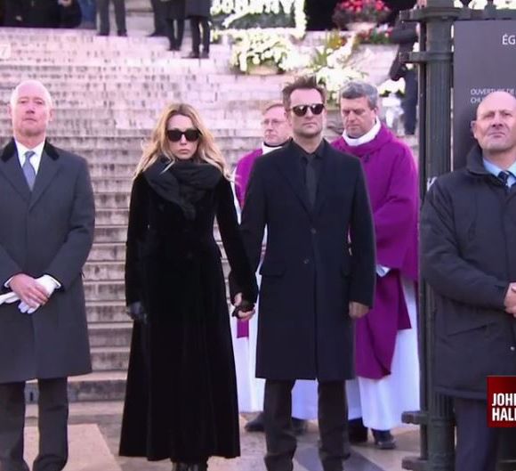 Laura Smet et David Hallyday - Obsèques de Johnny Hallyday à l'église de la Madeleine, à Paris, le 9 décembre 2017