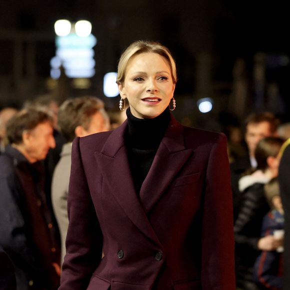 La princesse Charlène de Monaco - La famille princière de Monaco lors de l'embrasement de la barque dans le cadre des célébrations de la Sainte-Dévote, Sainte Patronne de Monaco le 26 janvier 2024. © Claudia Albuquerque / Bestimage