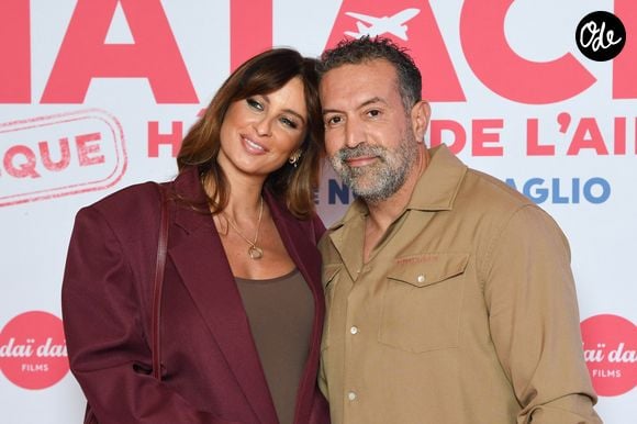 Malika Ménard (Miss France 2010), enceinte et son mari Karim - Avant-première du film "Natacha, presque hôtesse de l'air" au cinéma Pathé Palace à Paris le 24 mars 2025. © Lionel Urman/Bestimage