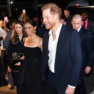 KINGSTON, JAMAÏQUE - Le prince Harry et son épouse Meghan Markle ont fait une apparition surprise à la première mondiale de Bob Marley : One Love, mardi 23 janvier 2024, en Jamaïque. (Backgrid UK/ Bestimage).