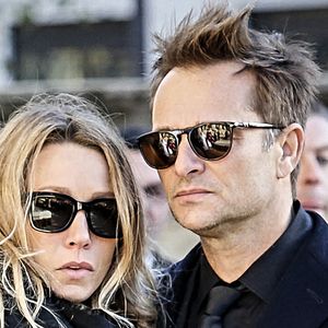 Laura Smet et David Hallyday lors de la cérémonie des obsèques du chanteur français Johnny Hallyday à l'église de la Madeleine à Paris, France.  © Denis Allard/pool/Abacapress.com