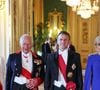 Mardi 8 juillet 2025, le Président français Emmanuel Macron est arrivé au Royaume-Uni dans le cadre d'une visite d'État de trois jours
Le roi Charles III et la princesse consort Camilla Parker Bowles aux côtés d'Emmanuel et Brigitte Macron lors du Banquet d'État organisé en l'honneur du Président français à Londres le mardi 8 juillet 2025. Photo by Ludovic Marin/Pool/ABACAPRESS.COM