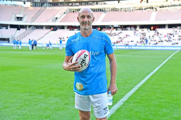 Fabien Barthez - Match des Légendes, la rencontre qui mêle le football et le rugby au profit de l'association de P. Olmeta (ancien gardien de but et co-fondateur de l'association), "Un sourire, un espoir pour la vie" s'est déroulé à Nice à l'Allianz Riviera, le 26 septembre 2022. © Bruno Bebert/Bestimage
