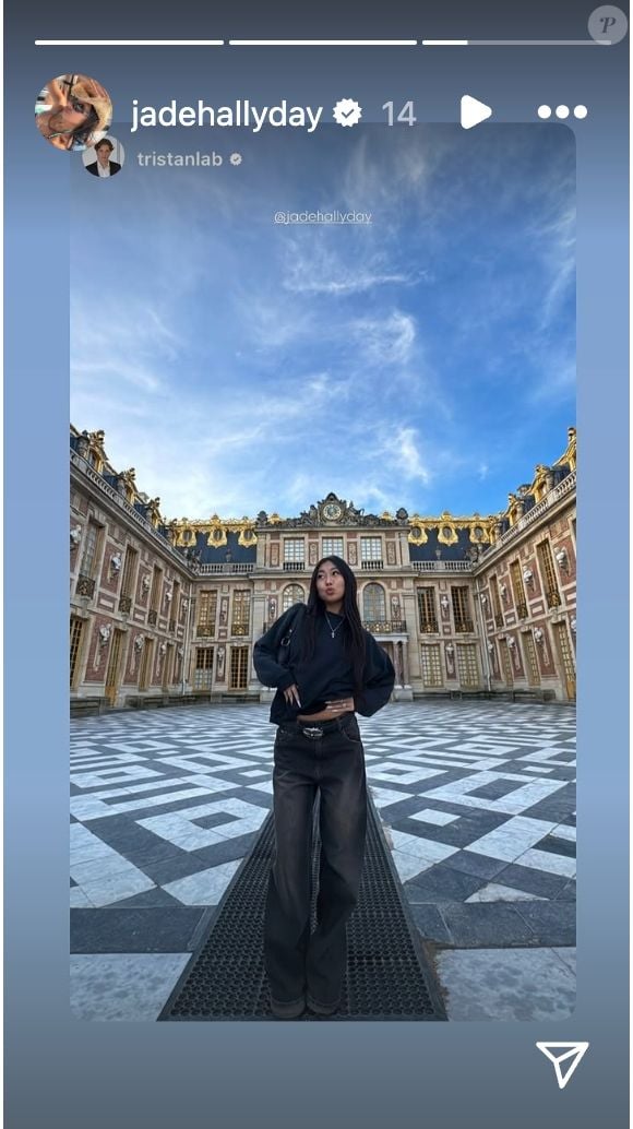 Jade Hallyday immortalisée à Versailles. (Capture d'écran Instagram)