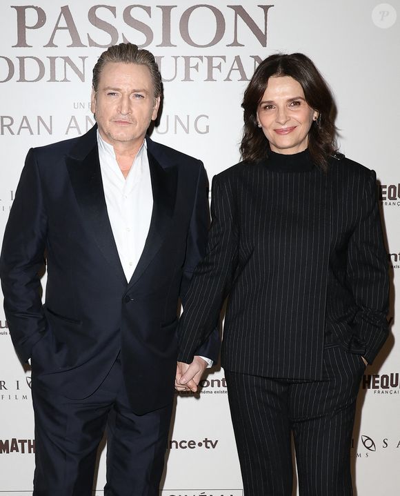 Juliette Binoche et Benoît Magimel à l'avant-première du film La Passion de Dodin Bouffant à la cinémathèque à Paris le 6 novembre 2023. Crédit Coadic Guirec / Bestimage