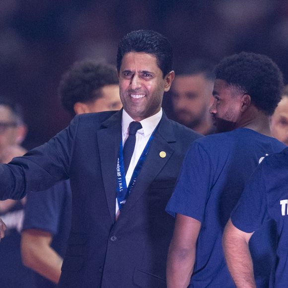 Nasser al-Khelaïfi (président du PSG) - Les joueurs du PSG célèbrent leur titre de Champion d'Europe au Parc Des Princes à Paris, le 1er juin 2025.
© Cyril Moreau/Bestimage