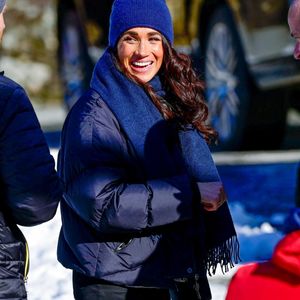Le prince Harry fait du skeleton sous les yeux de Meghan Markle lors d'une visite au camp d'entrainement des athlètes des Invictus Games 2024 à Whistler en Colombie Britannique le 15 février 2024. Backgrid USA / Bestimage