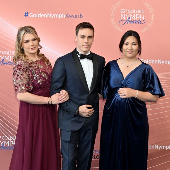 Camille Gottlieb, Louis et Marie Ducruet (enceinte), qui a annoncé sur instagram qu'elle attendait un second bébé, participent à la cérémonie de clôture du 63ème Festival de Télévision de Monte-Carlo au Grimaldi Forum à Monaco, le 18 juin 2024. © Bruno Bebert / Bestimage