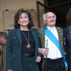 Anne Sinclair et son compagnon Pierre Nora - Réception de Sylviane Agacinski à l'Académie Française à Paris le 14 mars 2024. © Bertrand Rindoff / Bestimage