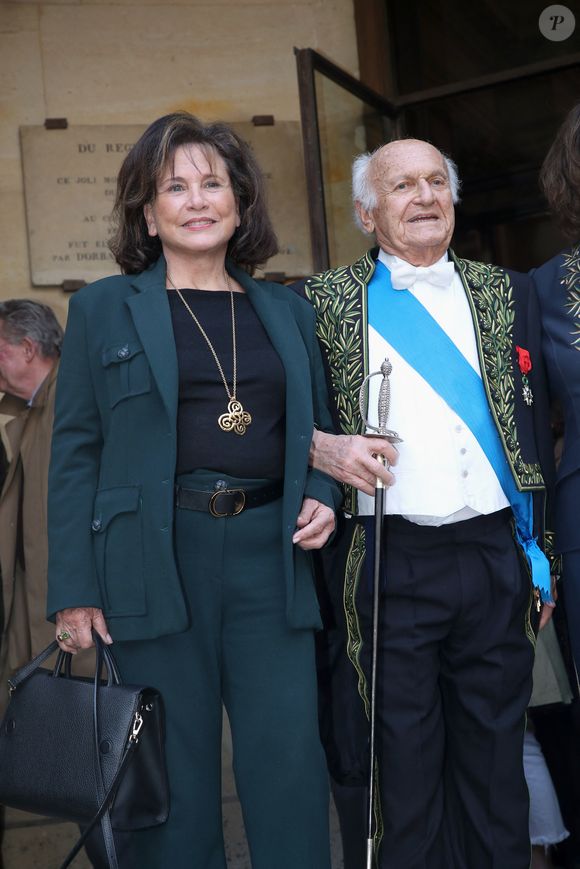 Anne Sinclair et son compagnon Pierre Nora - Réception de Sylviane Agacinski à l'Académie Française à Paris le 14 mars 2024. © Bertrand Rindoff / Bestimage