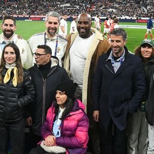 Boris Diaw, Nikola Karabatic, Luka Karabatic, Teddy Riner, Tony Estanguet, Amélie Mauresmo au match de rugby du Tournoi des Six Nations France contre Angleterre au Stade de France à Saint-Denis le 14 mars 2026

© Lionel Urman / Bestimage
