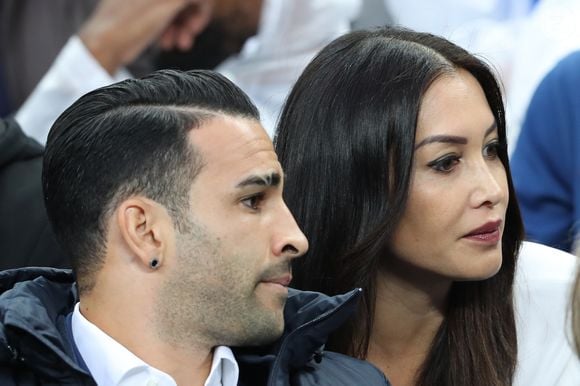 Adil Rami et son ex Sidonie Biémont enceinte lors du match du quart de finale de l'UEFA Euro 2016 France-Islande au Stade de France à Saint-Denis, France le 3 juillet 2016. © Cyril Moreau/Bestimage