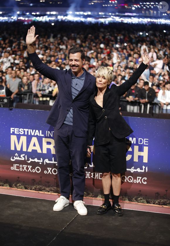 Marina Foïs et Laurent Lafitte - Photocall avant la projection du film "Papa ou Maman" lors de la 19ème édition du festival international du film de Marrakech, place Jemaa el-Fnaa le 13 novembre 2022.
© Denis Guignebourg / Bestimage
