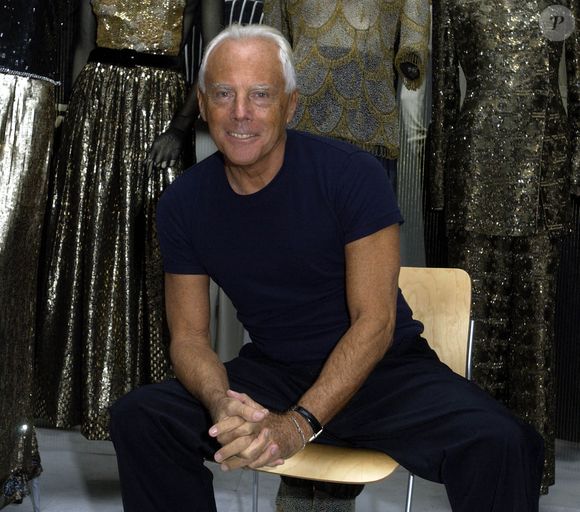 Giorgio Armani lors du lancement de Giorgio Armani : A Retrospective à la Royal Academy of Arts dans le centre de Londres. Le créateur de mode italien est décédé à l'âge de 91 ans, a annoncé la société. Photo by © Myung Jung Kim/PA Wire/ABACAPRESS.COM