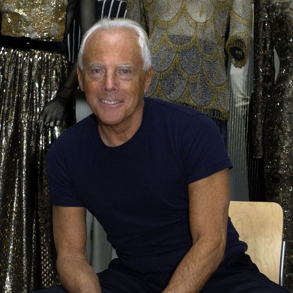 Giorgio Armani lors du lancement de Giorgio Armani : A Retrospective à la Royal Academy of Arts dans le centre de Londres. Le créateur de mode italien est décédé à l'âge de 91 ans, a annoncé la société. Photo by © Myung Jung Kim/PA Wire/ABACAPRESS.COM