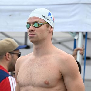 Léon Marchand lors du stage de préparation de l'équipe de France de natation au CREPS de Vichy, à Vichy le 1er août 2026. © Mourad Allili /PsnewZ/Bestimage