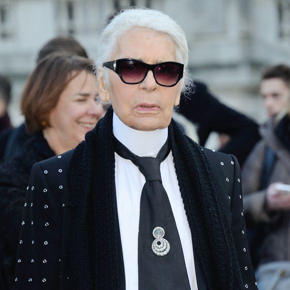 Karl Lagerfeld assistant au défilé Dior Homme Menswear Automne/Hiver 2017-2018 dans le cadre de la semaine de la mode à Paris, France, le 21 janvier 2017. ©Aurore Marechal/ABACAPRESS.COM