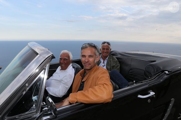 Exclusif - Paul Belmondo, Charles Gérard et Jean-Paul Belmondo - Tournage du documentaire produit par Cyril Viguier et Paul Belmondo sur son père Jean-Paul "Belmondo par Belmondo" dans les studios de la Victorine, réouvert à l'occasion de ce tournage, à Nice. Le 3 juin 2014 © Frederic Nebinger / Bestimage