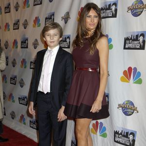 Melania Trump et son fils Barron Trump - Soirée de la série "The Celebrity Apprentice" à New York le 18 février 2015.