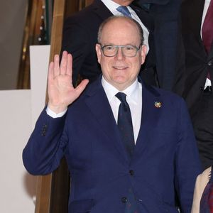 Exclusif - Le prince Albert II de Monaco - Conférence de l'Ancien Ministre de l’Europe et des Affaires étrangères de France,  Hubert Védrine "2025 : l’année de tous les périls ?" à Monaco le 31 mars 2025. © Claudia Albuquerque/Bestimage