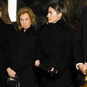 La reine Sofia, la reine Letizia d'Espagne - La famille royale d'Espagne assiste au service commémoratif de la princesse Irène de Grèce à la cathédrale orthodoxe grecque Saint-André-et-Saint-Démétrius, à Madrid, Espagne, le 17 janvier 2026. © Pool/Bestimage