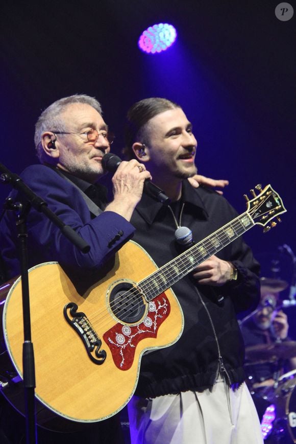 Michael Jones, Pierre Garnier ( gagnant 11ème édition star académie 2024) - Concert "L'Héritage Goldman" au Dôme de Paris le 5 mars 2024. © Philippe Baldini/Bestimage