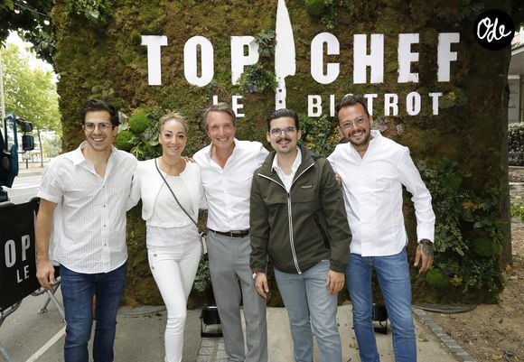 Exclusif - Stéphane Rotenberg et ses chefs Victor Mercier, Coline Faulquier, Camille Delcroix, Arnaud Delvenne - Ouverture du premier restaurant "Top Chef" Le Bistrot à Suresnes le 7 juillet 2022. Le groupe M6 et S. Rotenberg, en collaboration avec Les Bistrots Pas Parisiens ont ouvert ce Bistrot Top Chef à Suresnes, d’une capacité de 100 places.© Marc Ausset-Lacroix/Bestimage