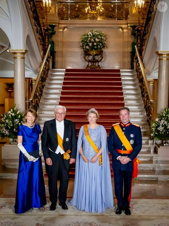 Frank-Walter Steinmeier, Elke Büdenbender,  Grand Duke Guillaume, Grande-Duchesse Stephanie de Luxembourg Grand Duke Guillaume aux arrivées du dîner de gala des célébrations du changement de trône au Palais grand-ducal du Luxembourg, le 3 octobre 2025. @Dana Press / Bestimage