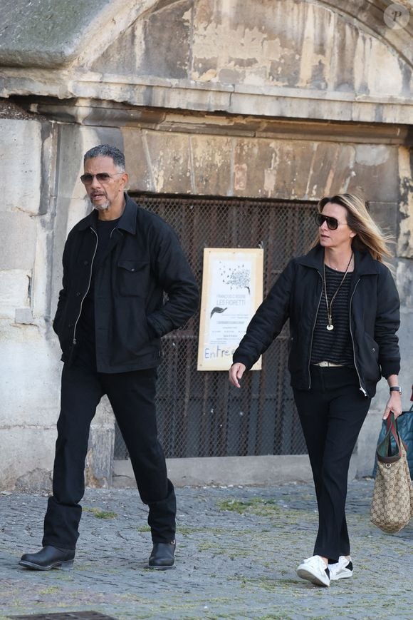 Roschdy Zem et sa compagne Sarah Poniatowski - Obsèques de Nathalie Baye en l'église Saint-Sulpice à Paris le 23 avril 2026. © Dominique Jacovides - Coadic Guirec / Bestimage