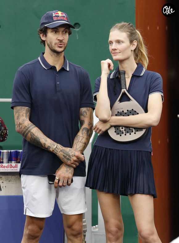 Matthias Dandois, Constance Jablonski - Tournoi des Célébrités sur le court Suzanne-Lenglen à Roland Garros à l'occasion de l'Alpine Paris Major Premier Padel 2025 à Paris le 14 septembre 2025. © Marc Ausset-Lacroix/Bestimage