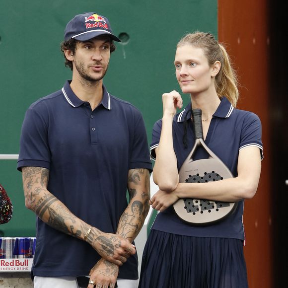 Matthias Dandois, Constance Jablonski - Tournoi des Célébrités sur le court Suzanne-Lenglen à Roland Garros à l'occasion de l'Alpine Paris Major Premier Padel 2025 à Paris le 14 septembre 2025. © Marc Ausset-Lacroix/Bestimage