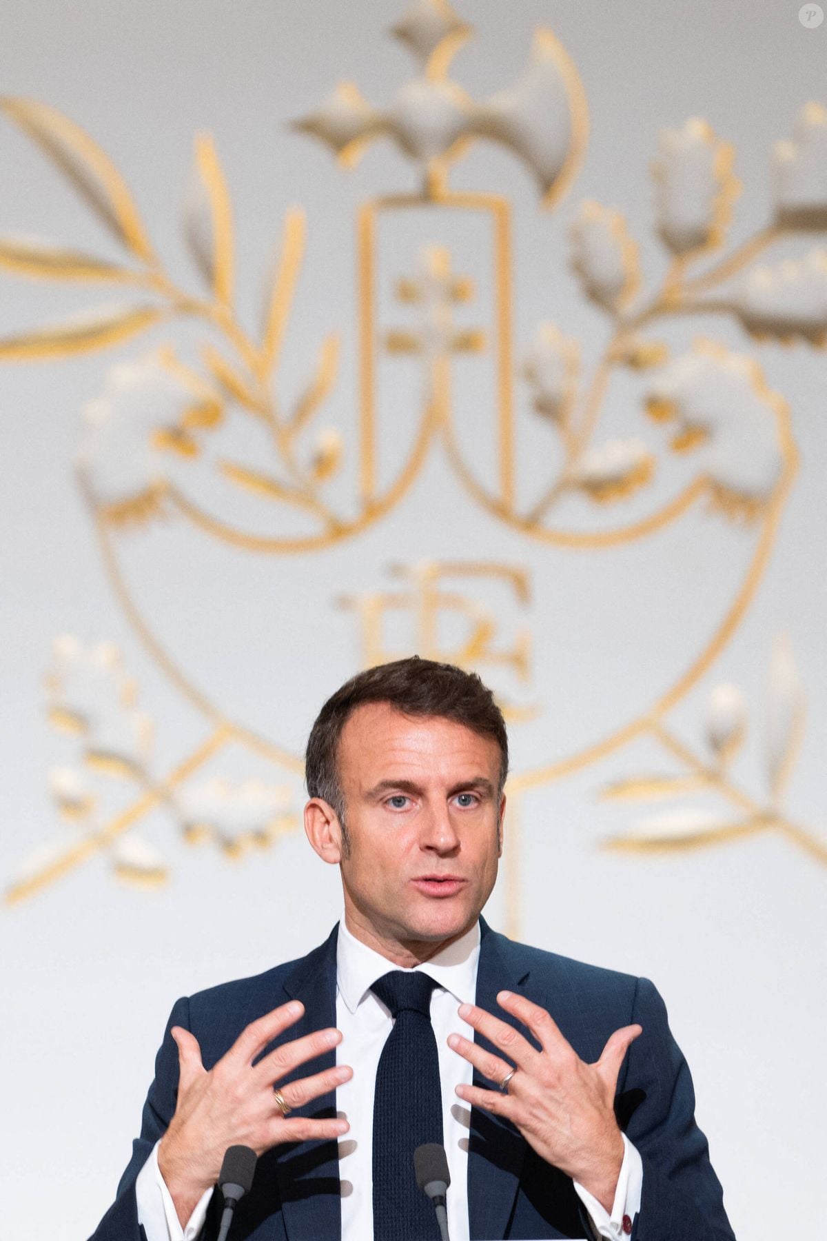 Photo : Le président de la République française Emmanuel Macron ...