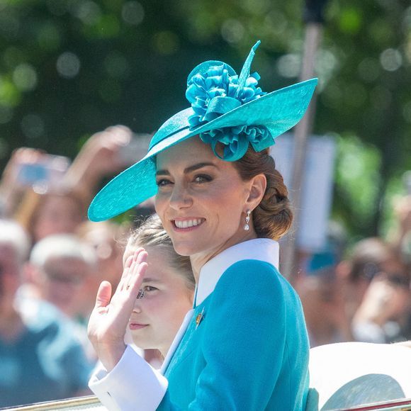 La princesse Charlotte de Galles, Catherine (Kate) Middleton, princesse de Galles, Les membres de la famille royale britannique lors de la cérémonie Trooping the Colour à Londres, le 14 juin 2025. Affecté par le crash du Boeing 787 Dreamliner à Ahmedabad du 12 juin, le souverain et les officiels porteront un brassard noir en hommage aux plus de 270 victimes. Bon nombre d'elles étaient des ressortissants britanniques. Zuma Press / Bestimage
